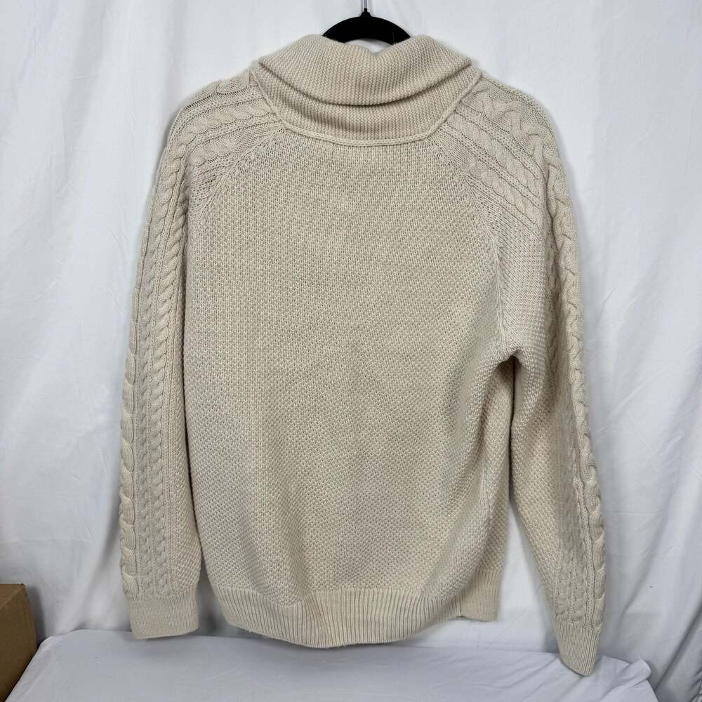 Zara Man Cream Cable Knit Shawl Collar Cardigan Sweater Size XL - Picture 3 of 5